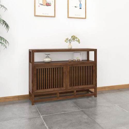 中式餐边柜实木茶水EWN柜客厅靠墙储物柜收置物纳架一体家新玄用