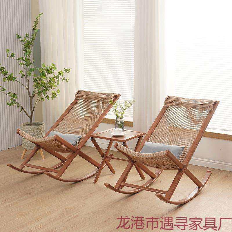 户外庭院躺椅家用客厅午休床折叠床阳台藤编躺椅可折叠懒人摇椅厂
