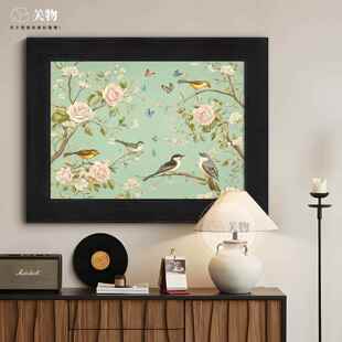 绘《锦上添挂gw125花》新中装饰画客厅唯美花鸟手式油画玄关法式