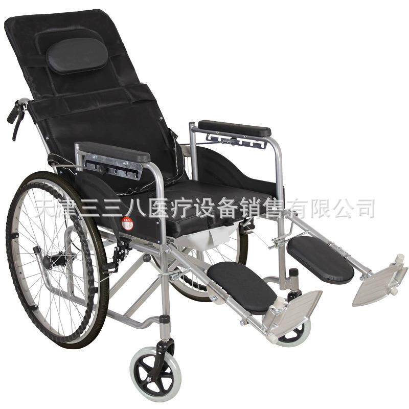 厂家直销轮椅老人多功能轮椅带坐便器可全躺靠背可调老年折叠