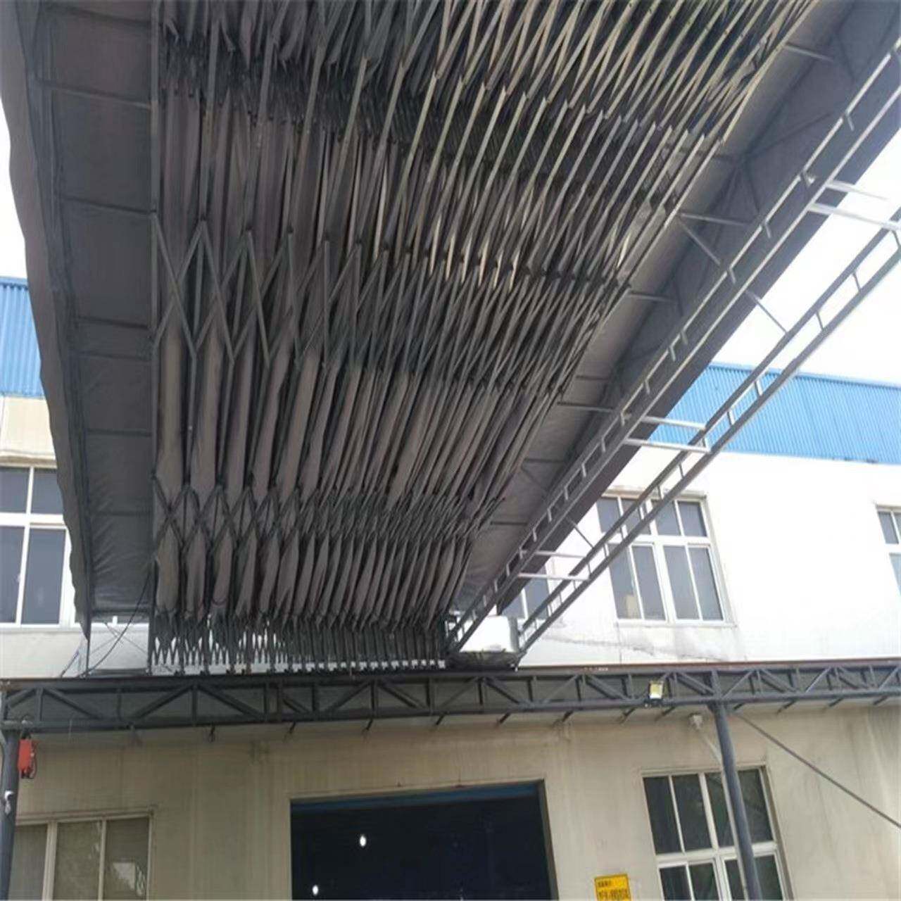 移动伸缩篮球场雨蓬大型户外仓库雨篷遥控悬空电动网球场推拉棚