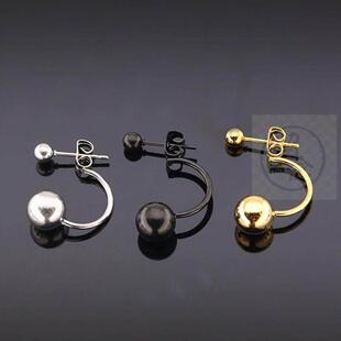 double wom Fashion steel hanging Earrings back titanium ball