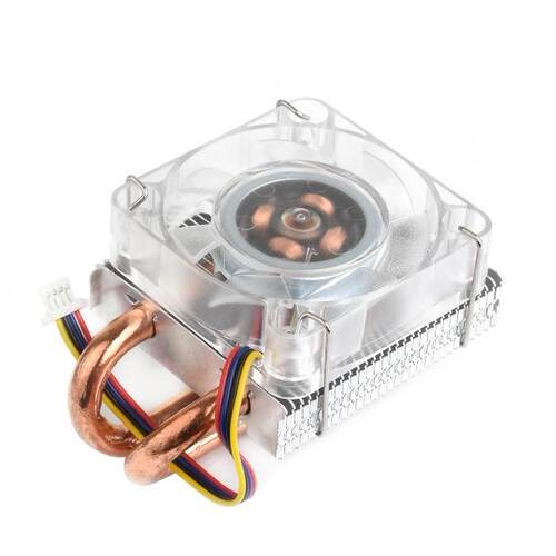 适用树莓派5卧式小冰塔CPU散热风扇U型铜管鳍片散热 RGB炫彩风扇
