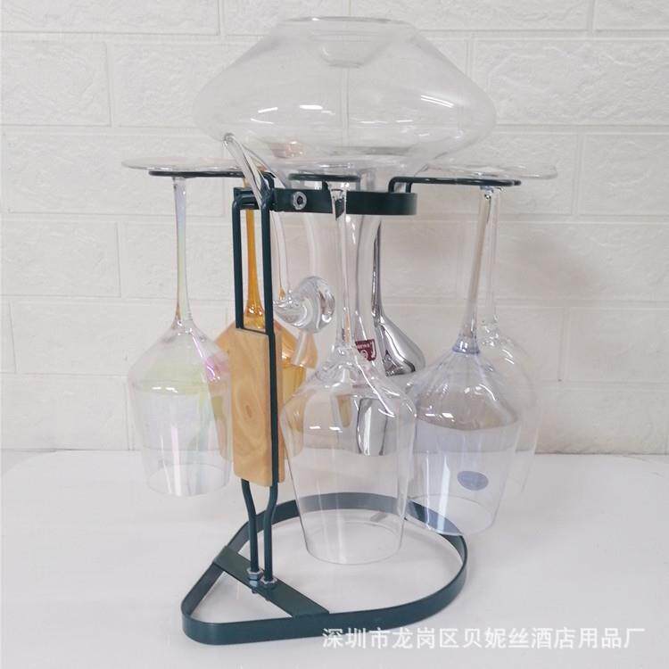 镀金镀银金属醒酒器酒杯一体架醒酒器分酒器高脚杯架红酒杯摆件