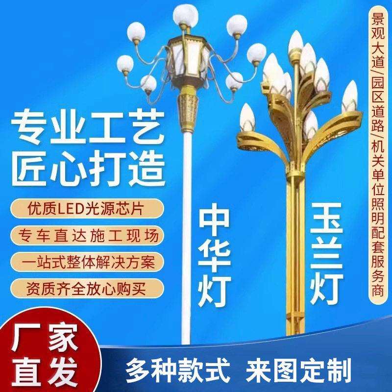 景观玉兰灯户外市政道路杆灯九头广场灯小区园林照明亮化中华灯