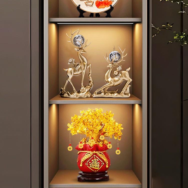 晶球财招鹿摆件一对客厅玄关电视水柜酒柜装饰6品轻奢高档204552