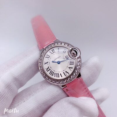 原镶钻[9.8新]卡地亚蓝气球系列18K白金石英手表28MM女表WE900351