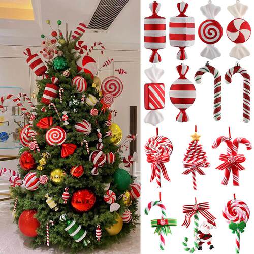1pc Christmas Hanging Candy Balls Red White Candy Cane Penda