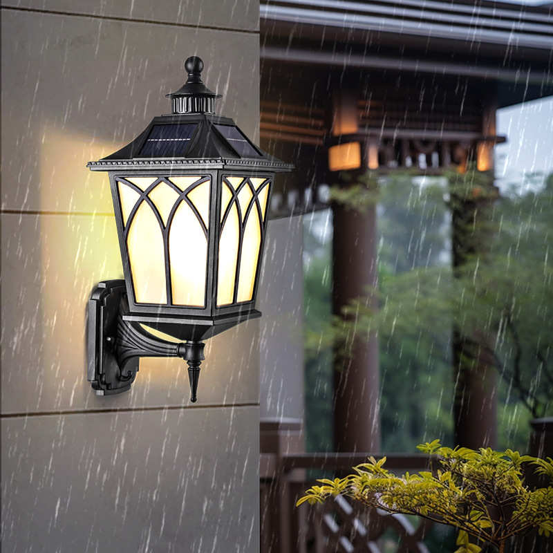 太阳能户外壁灯室外防水阳台复古中式别墅露台庭院大门新款外墙灯
