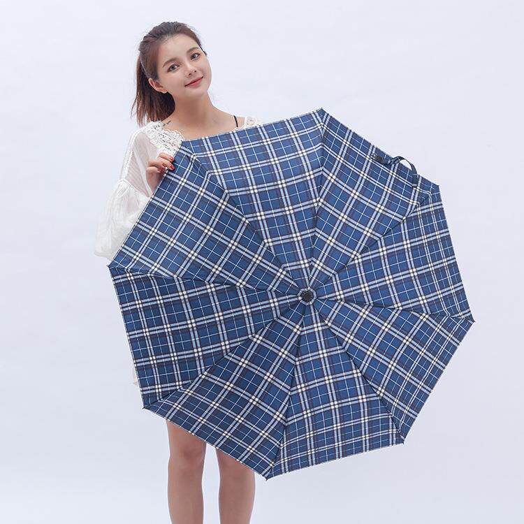 厂家全自动防风格子伞三折折叠伞晴雨一键自开自收雨伞太阳伞