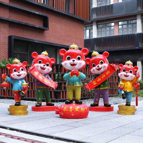 2022虎年新年贺岁老虎玻璃钢雕塑春节元旦商场美陈吉祥物装饰摆件