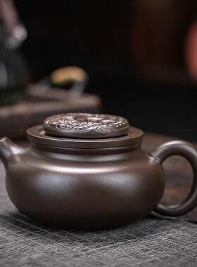 轻奢复古紫砂壶手工制作纯手工汉瓦茶具套装