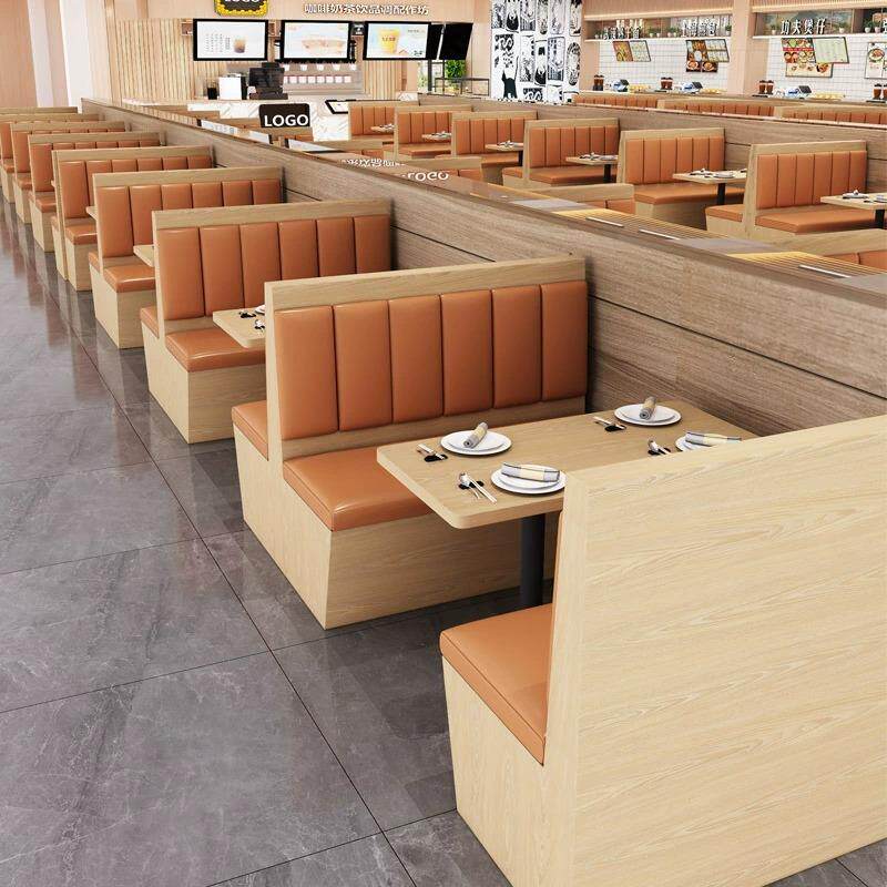 西餐厅面馆快餐小吃店桌椅组合餐厅实木双人半圆靠墙卡座沙发