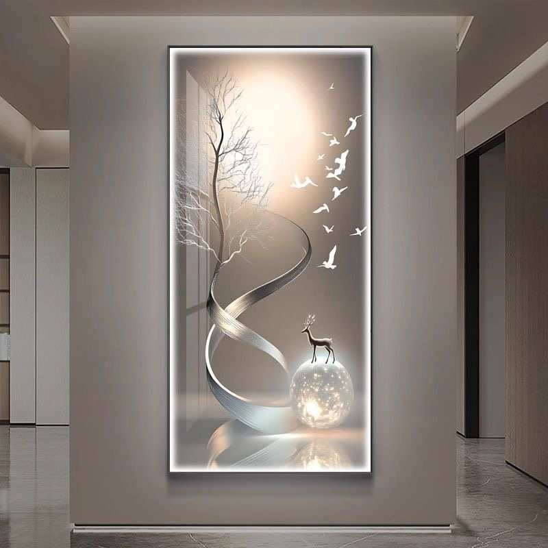 轻奢led带灯入户玄关装饰画走廊过道挂画壁画简约现代高级感抽象图片