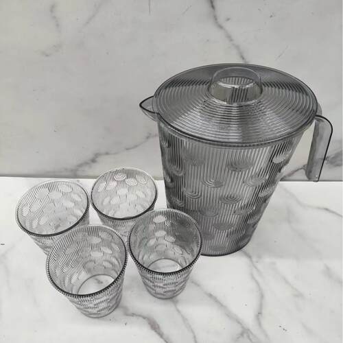 New Water Pitcher and Cup Tray Set - Plastic Tea Pot, Fruit