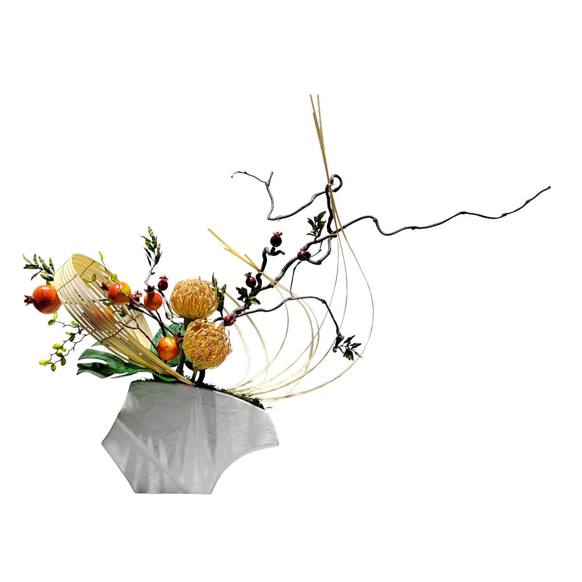 陶瓷餐桌仿真装花器中式花酒软售楼处客厅花艺植新摆件绿店样板房