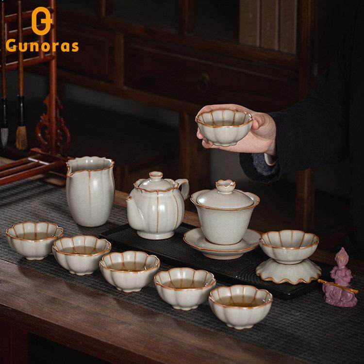 汝窑功夫茶具套组景德镇高端家用办公茶壶茶杯子客厅中式陶瓷礼盒