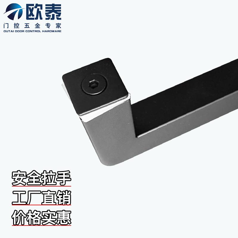 玻璃门拉手黑色大门把手KTV门把欧式L型扶手哑黑钛拉丝不锈钢方管