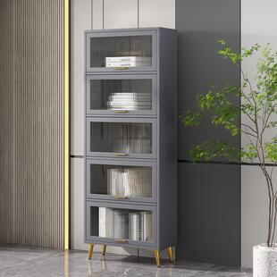 玻璃门书架落地简约学生多层卧室收纳置物架书柜靠墙简易客厅家用