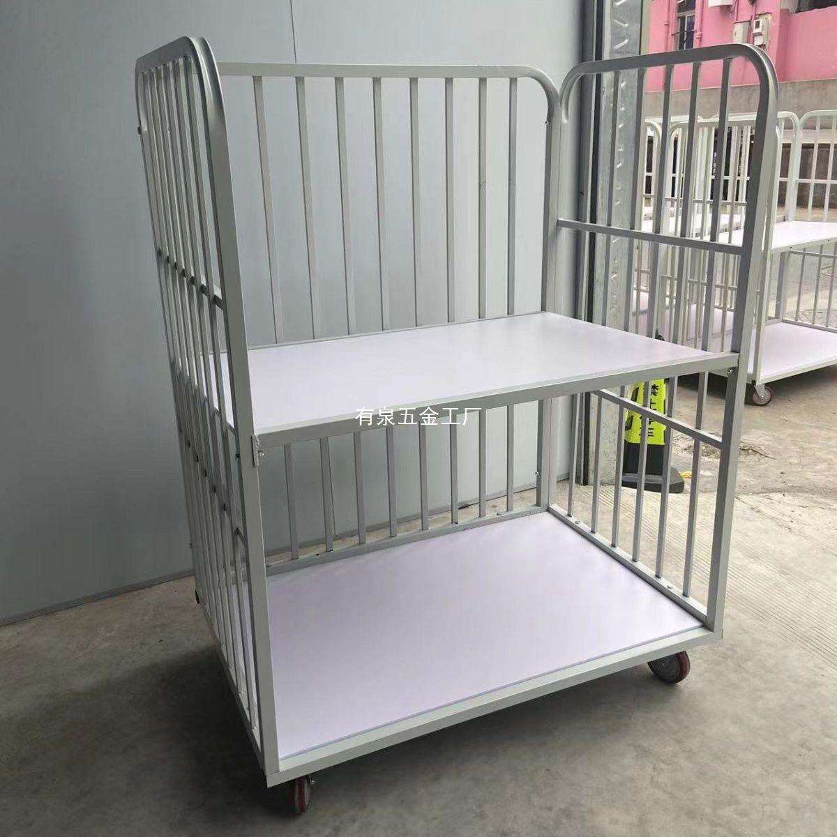服装厂手推裁片车周转车间物料堆垛车印染推布松布带框折叠围栏车