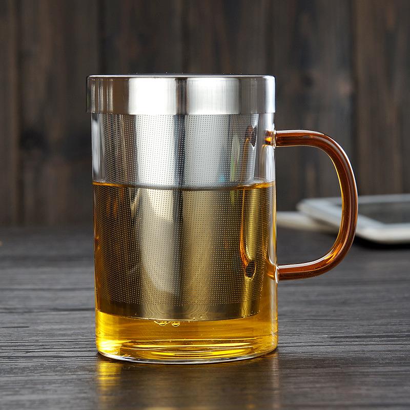 玻璃杯子耐高温带过滤花茶杯不锈钢内胆盖三件杯泡茶办公杯茶饮
