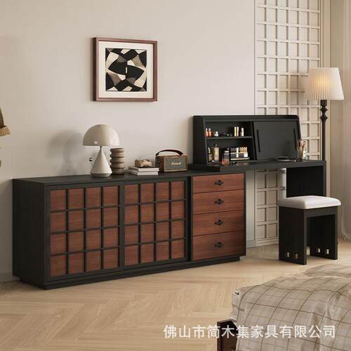 中古卧室梳妆台斗柜一体床尾2025新款法式复古多功能转角梳妆桌
