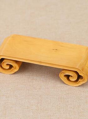 实木雕刻书卷几核桃紫砂茶壶具实木底座玛瑙奇石印章摆件书卷底座