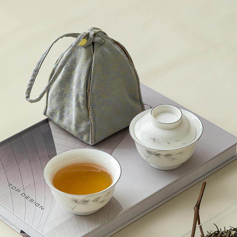 手绘一人饮快客杯单人专用一壶一杯便携式户外泡茶杯精致旅行茶具