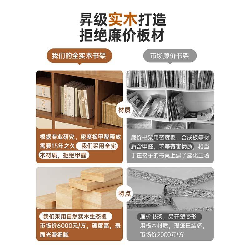 实木书架地置物架简约现代多格收纳柜落家用书客厅读柜阅储OJQ物