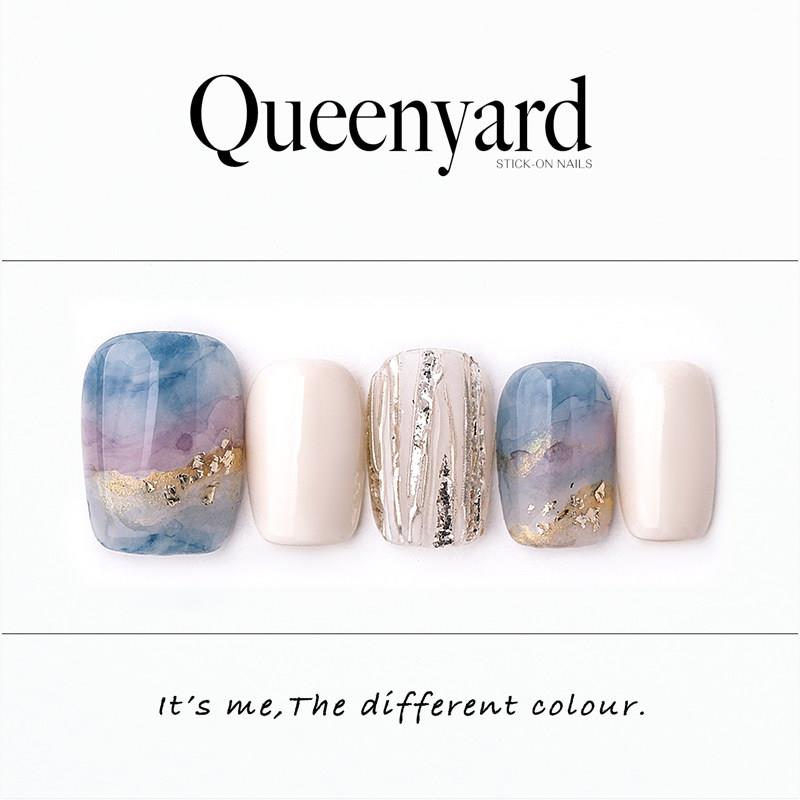 Queenyard穿戴甲片 亮片立体美甲设计 2025夏日晕染美甲 显白手工