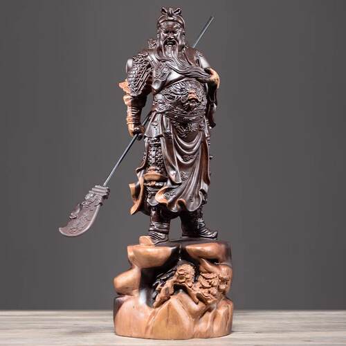 新款黑檀公木雕刻关摆件实客木厅装饰武财神关羽关像二爷神像佛工