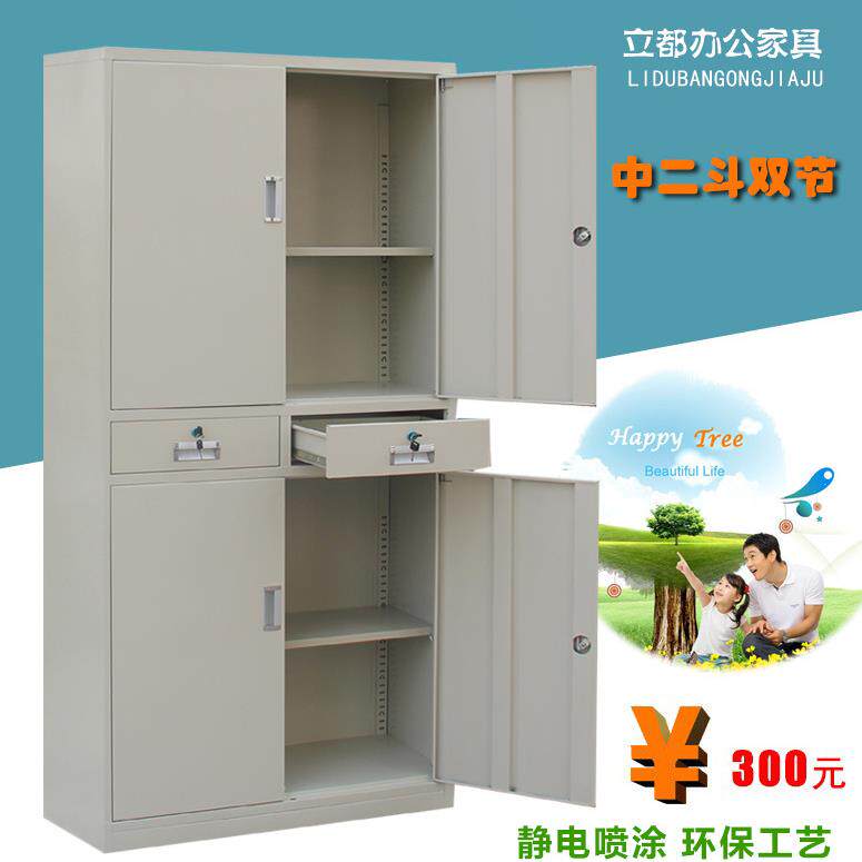 办公室资料文件柜财务凭证柜钢制铁皮档案柜带锁家用储物衣柜带抽