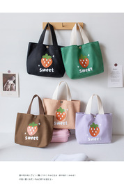 2022女学生韩版帆布包外出水果，便当包逛街(包逛街)简约百搭便携手提袋