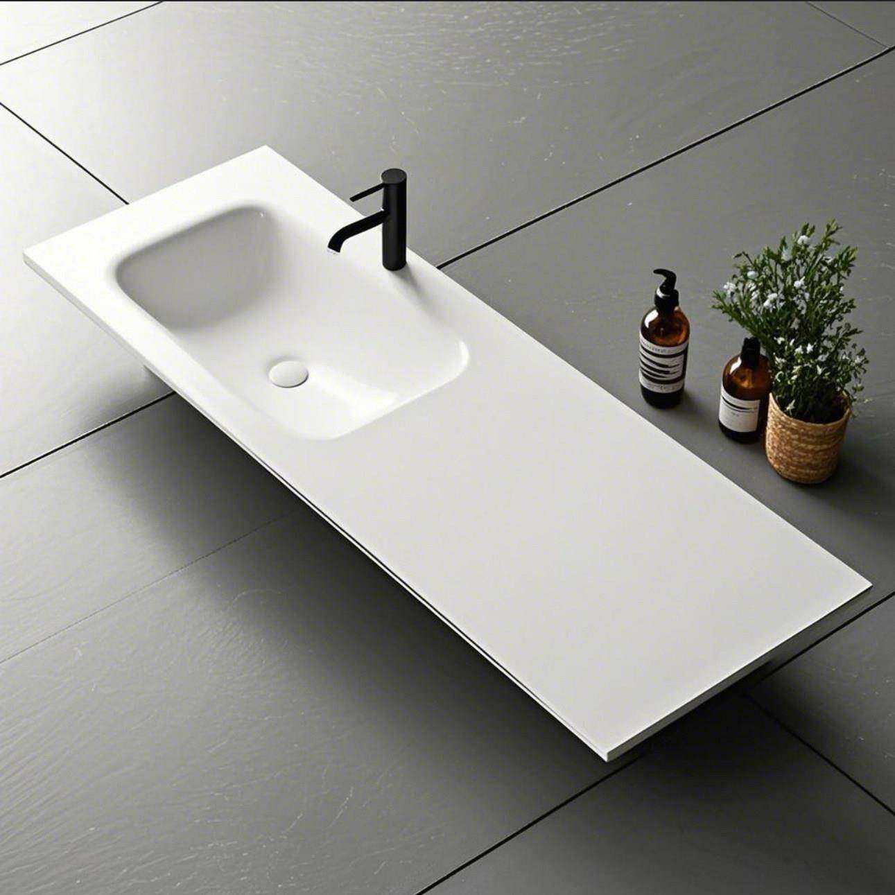 岩板热弯一体盆定制浴室柜无缝台面卫浴陶瓷一体盆岩板一体盆