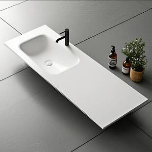 岩板热弯一体盆定制浴室柜无缝台面卫浴陶瓷一体盆岩板一体盆