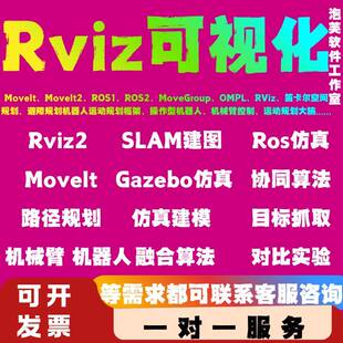 Rviz可视化ROS2机械臂彷真SLAM建图目标抓取MoveIt路径规划Gazebo