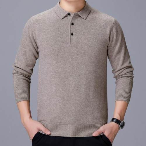 男秋冬H8068-K新款中老年士羊%绒衫翻领纯色毛季衣针织打底衫厚款