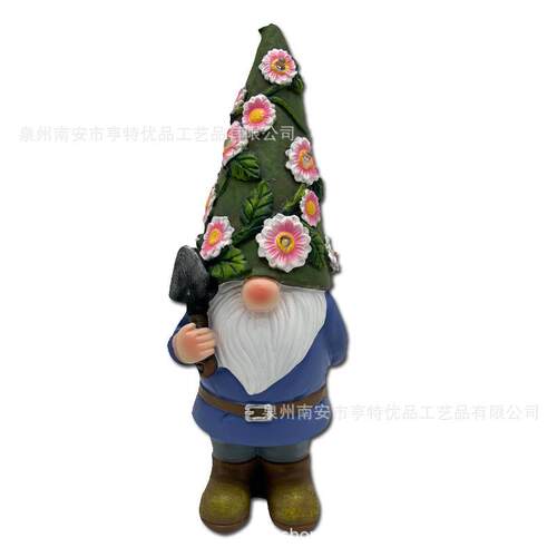 花园太阳能精灵装饰品庭院通道小矮人树脂侏儒雕像摆件