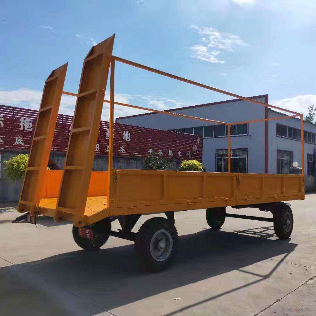 厂家带箱板农用平板拖车护栏拖车搬家码头拉货工具车拖拉机挂车