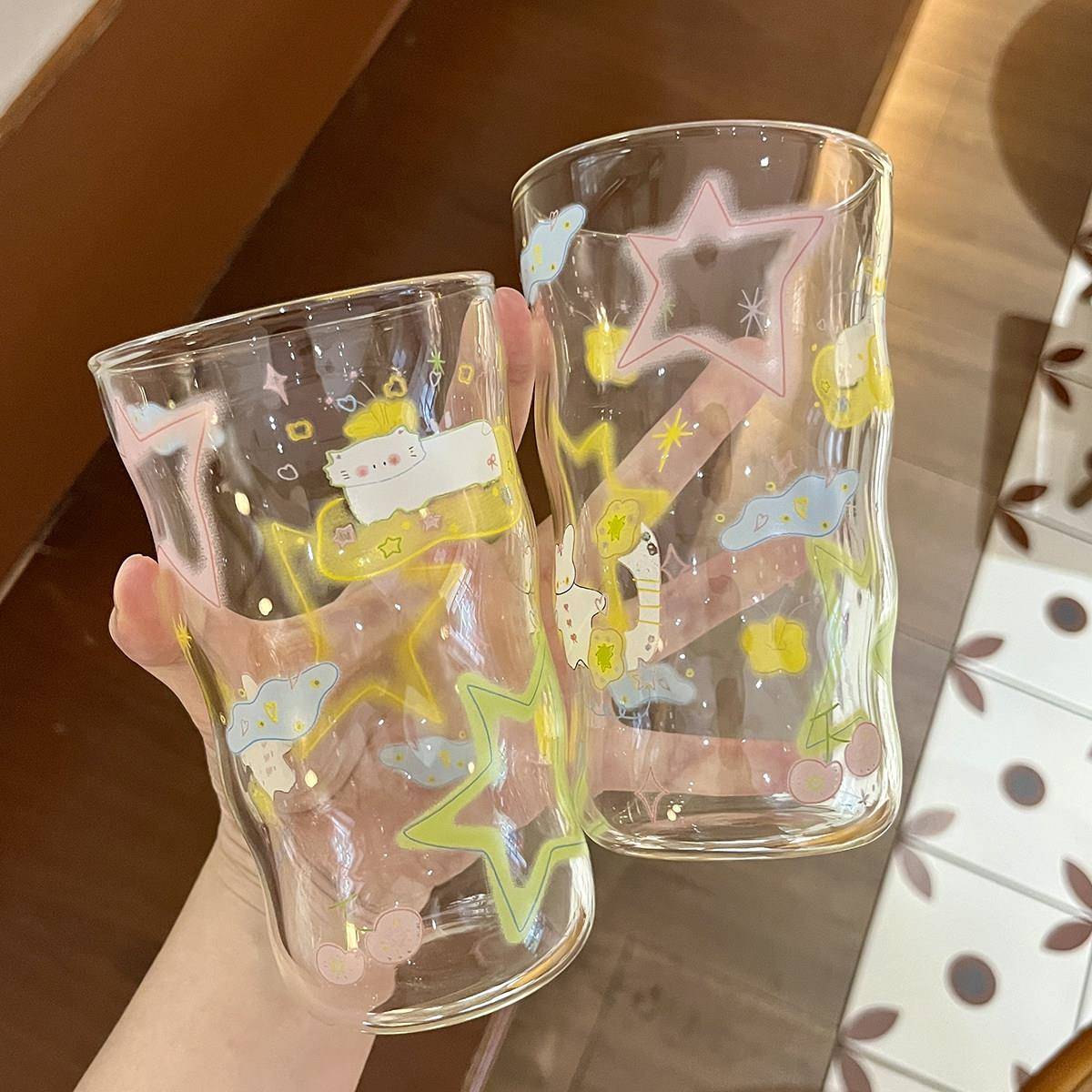 Endless stars艺术家款白日梦星星玻璃杯水杯吸管杯ins少女心礼物图片