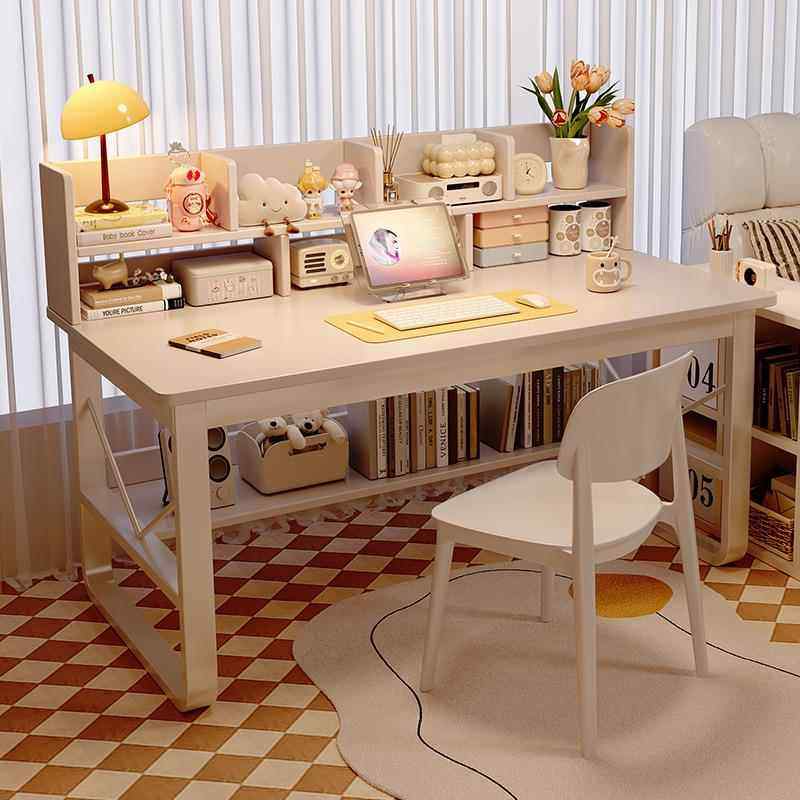 实木电脑桌家用书桌书架一体式学生学习写字台出租屋简易办公桌椅