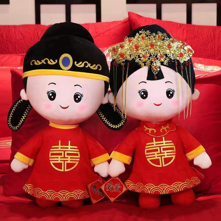 压床娃娃一对结婚礼物新婚对娃床上高档公仔婚庆摆件婚房喜娃抱枕