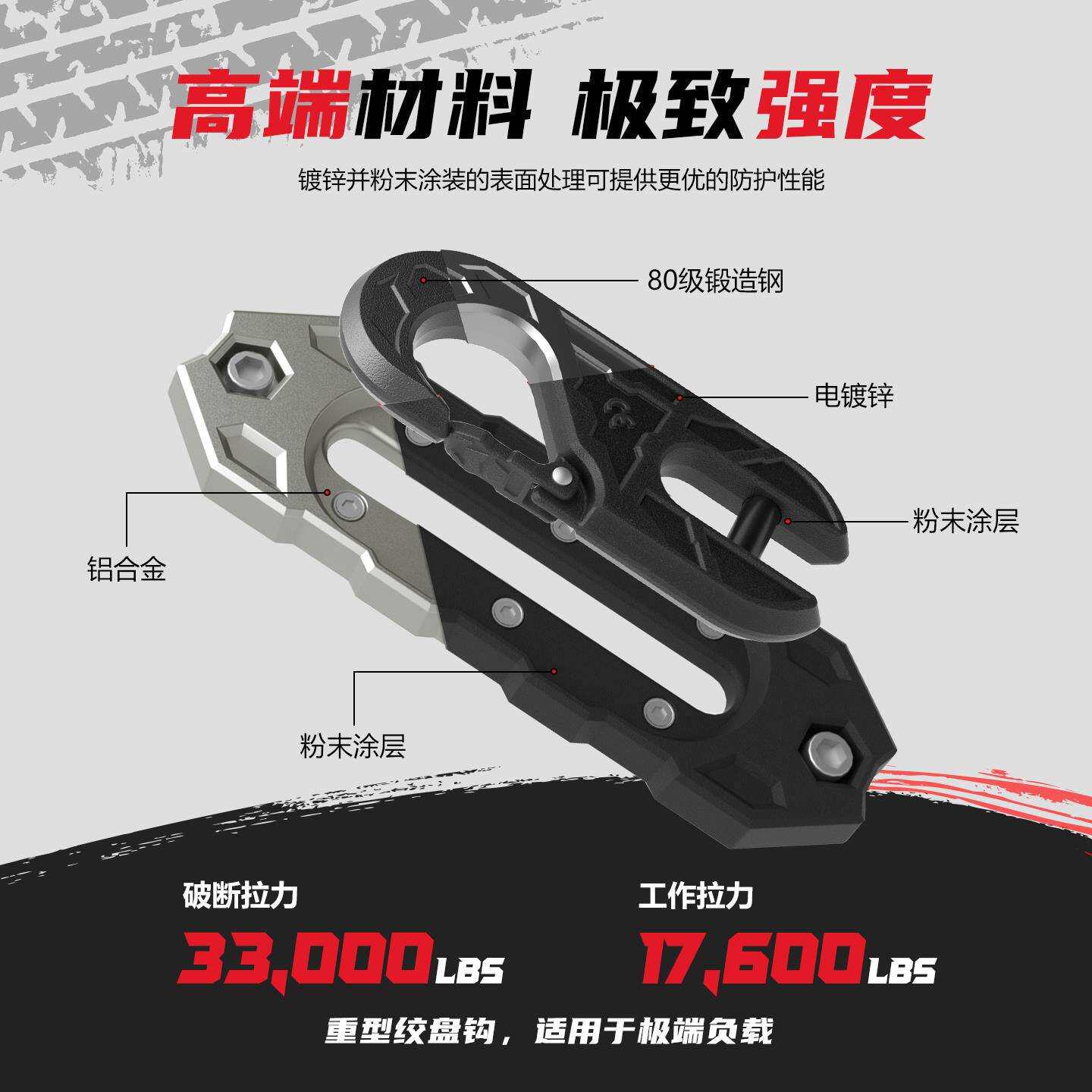 适用绞盘导绳器铝合金燕归巢导口绞盘牧马人绞盘钩改装羊角