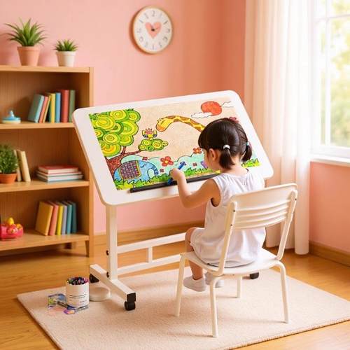 儿童画板可移动升降学习桌折叠书桌家用电脑桌卧室床边桌简易桌子