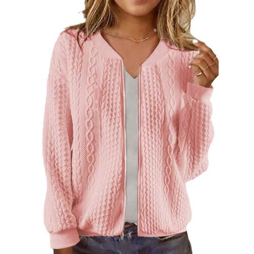 Women's standing collar zipper top baseball jersey