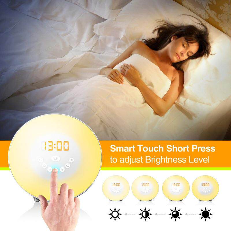 LED闹钟床头氛围灯 智能模拟日出唤醒灯 日落睡眠小夜灯 七彩变色
