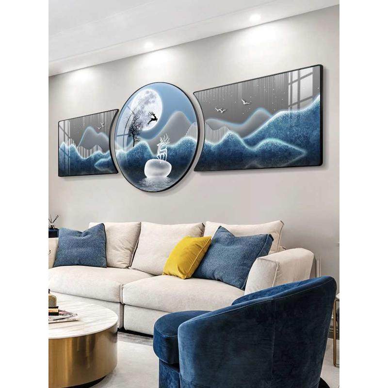 客厅装饰画福禄双全壁画现代轻奢大气三联画寓意好沙发背景墙挂画,家居饰品,现代装饰画,淘宝优惠券,粉丝福利购,淘宝优惠卷