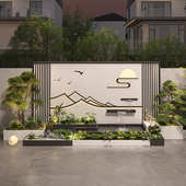 户外庭院中式 不锈钢流水景墙水幕墙隔断屏风铁艺鱼池花箱造景成品