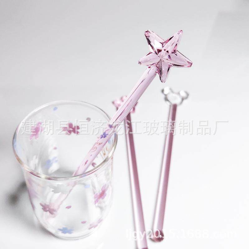 萌系小兔子星星玻璃搅拌棒 调酒棒 耐高温奶粉米糊搅拌器