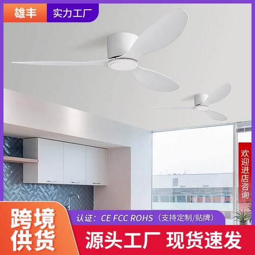 厨跨境吊扇LED灯直流电机大风量控房卧室餐厅露台风扇遥灯变频